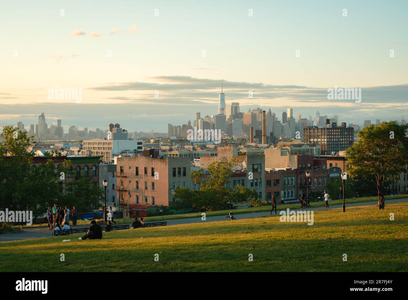 Vista serale da Sunset Park, Brooklyn, New York Foto Stock