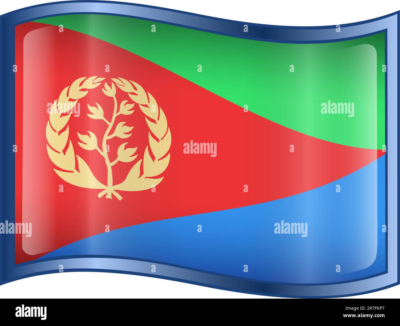 Icona bandiera Eritrea, isolata su sfondo bianco. Illustrazione Vettoriale