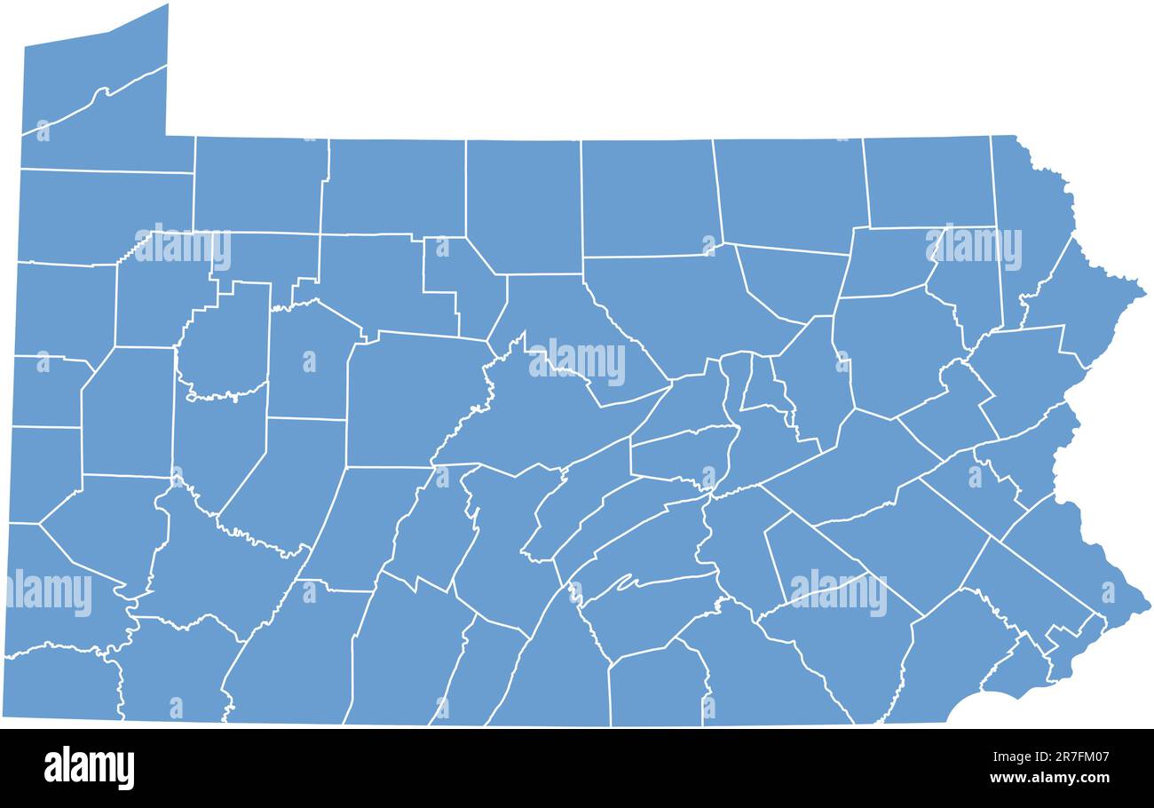 Mappa della Pennsylvania per contee Illustrazione Vettoriale