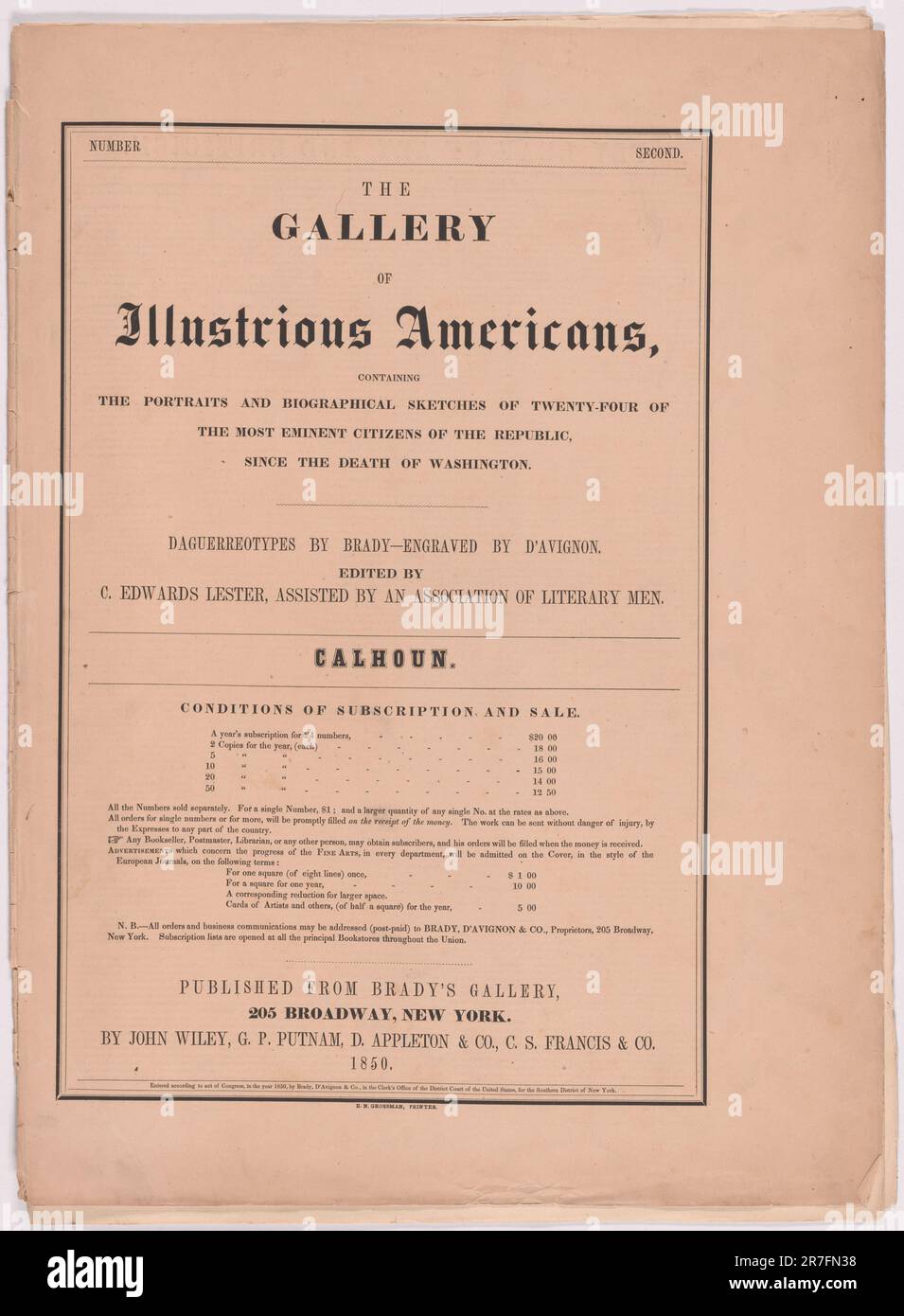 Biografia di Giovanni C. Calhoun 1850 (data di pubblicazione) Foto Stock