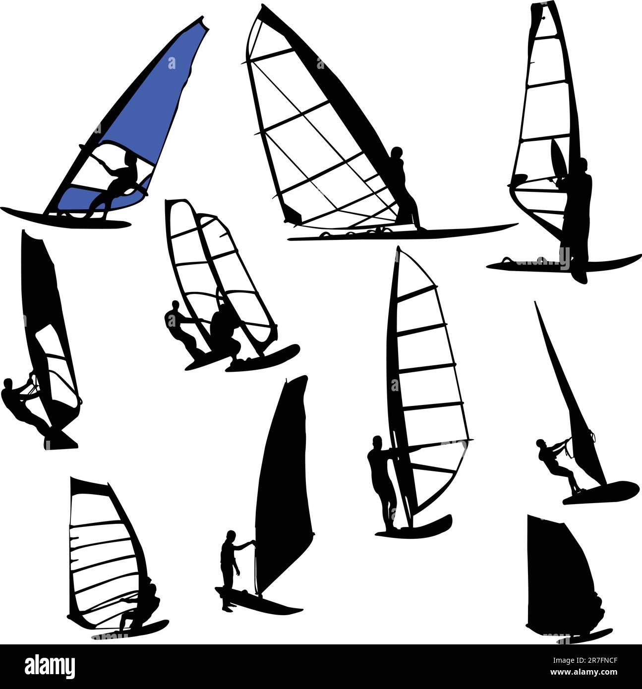 collezione windsurf - vector Illustrazione Vettoriale