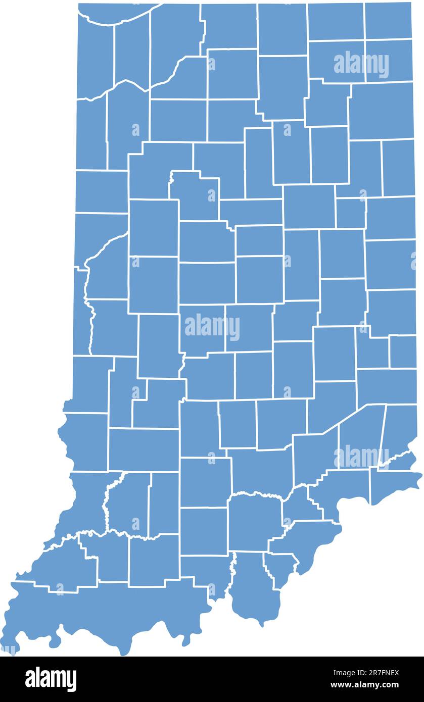 Mappa dell'Indiana in base agli stati Illustrazione Vettoriale