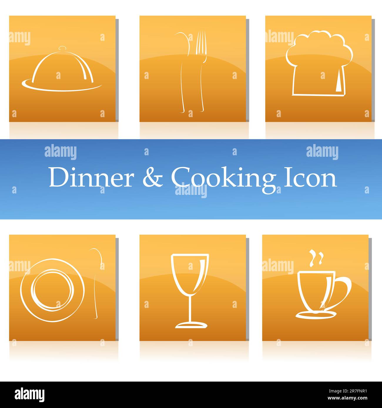 Illustrazione della cena e icone di cottura Illustrazione Vettoriale