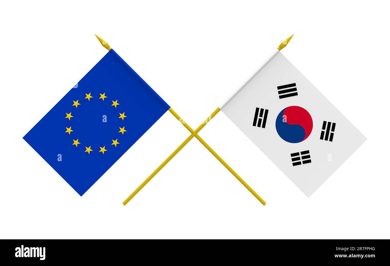 Bandiere, Unione europea e Repubblica di Corea Foto Stock