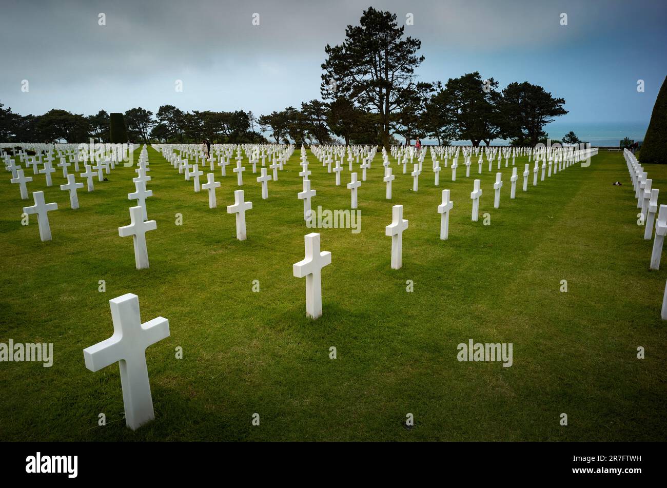 Cimetière américain de Colleville-sur-Mer) è un cimitero e monumento commemorativo della seconda guerra mondiale a Colleville-sur-Mer Foto Stock