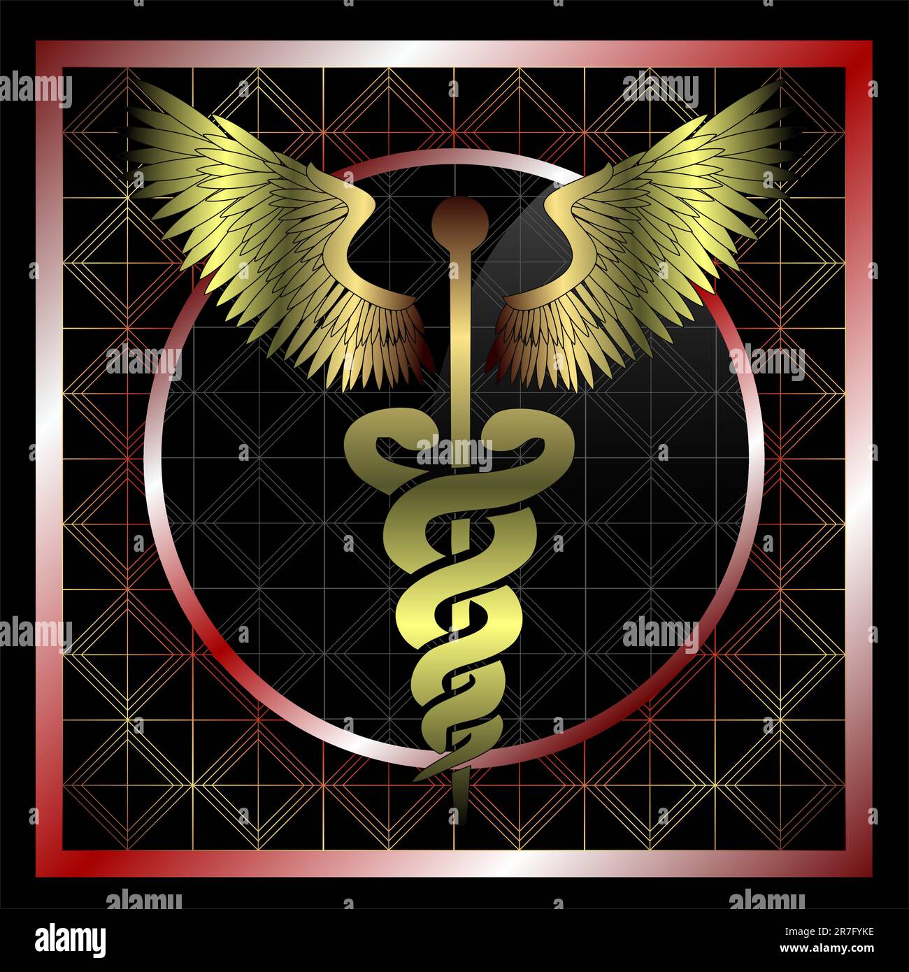 Caduceo medico dorato, illustrazione vettoriale Illustrazione Vettoriale