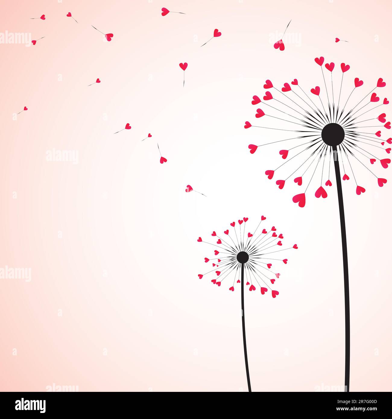 Silhouette di coppia di tarassoni nel vento. Illustrazione vettoriale. Illustrazione Vettoriale