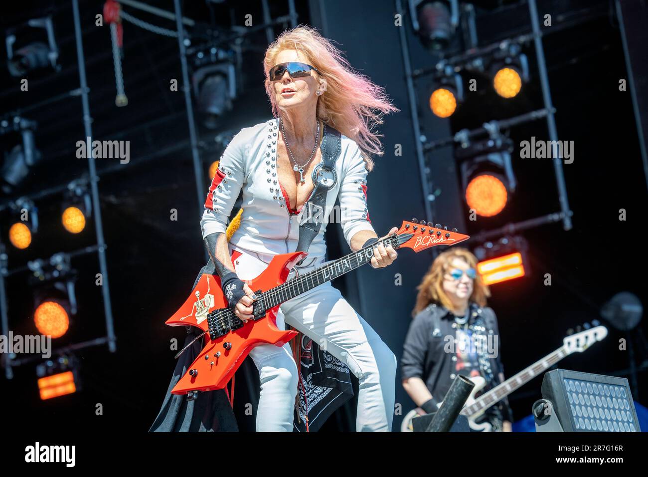 Solvesborg, Svezia. 08th, giugno 2023. La cantante e chitarrista americana Lita Ford si esibisce in un concerto dal vivo durante il festival di musica svedese Sweden Rock Festival 2023 a Solvesborg. (Photo credit: Gonzales Photo - Terje Dokken). Foto Stock