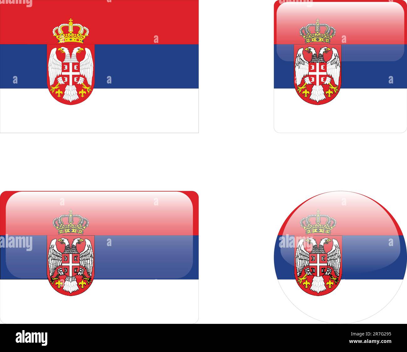 collezione serbia flag & buttons - vector Illustrazione Vettoriale