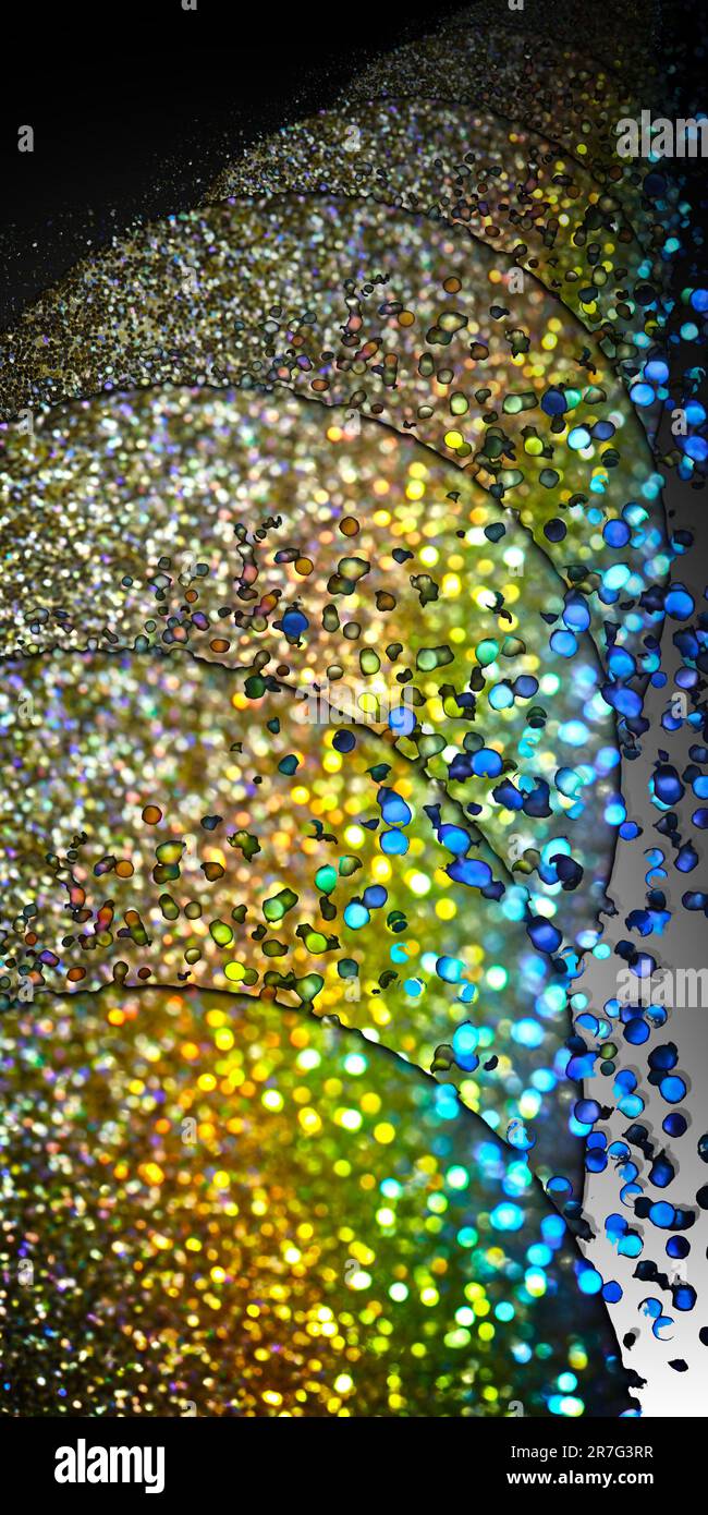 Sfondo fantastico astratto e scintillante. Modello per il tuo design, banner, volantino, sfondo, brochure, schermo dello smartphone, applicazione mobile. Foto Stock