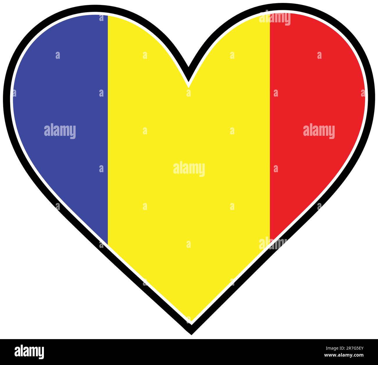 Un cuore con la bandiera rumena in esso Illustrazione Vettoriale