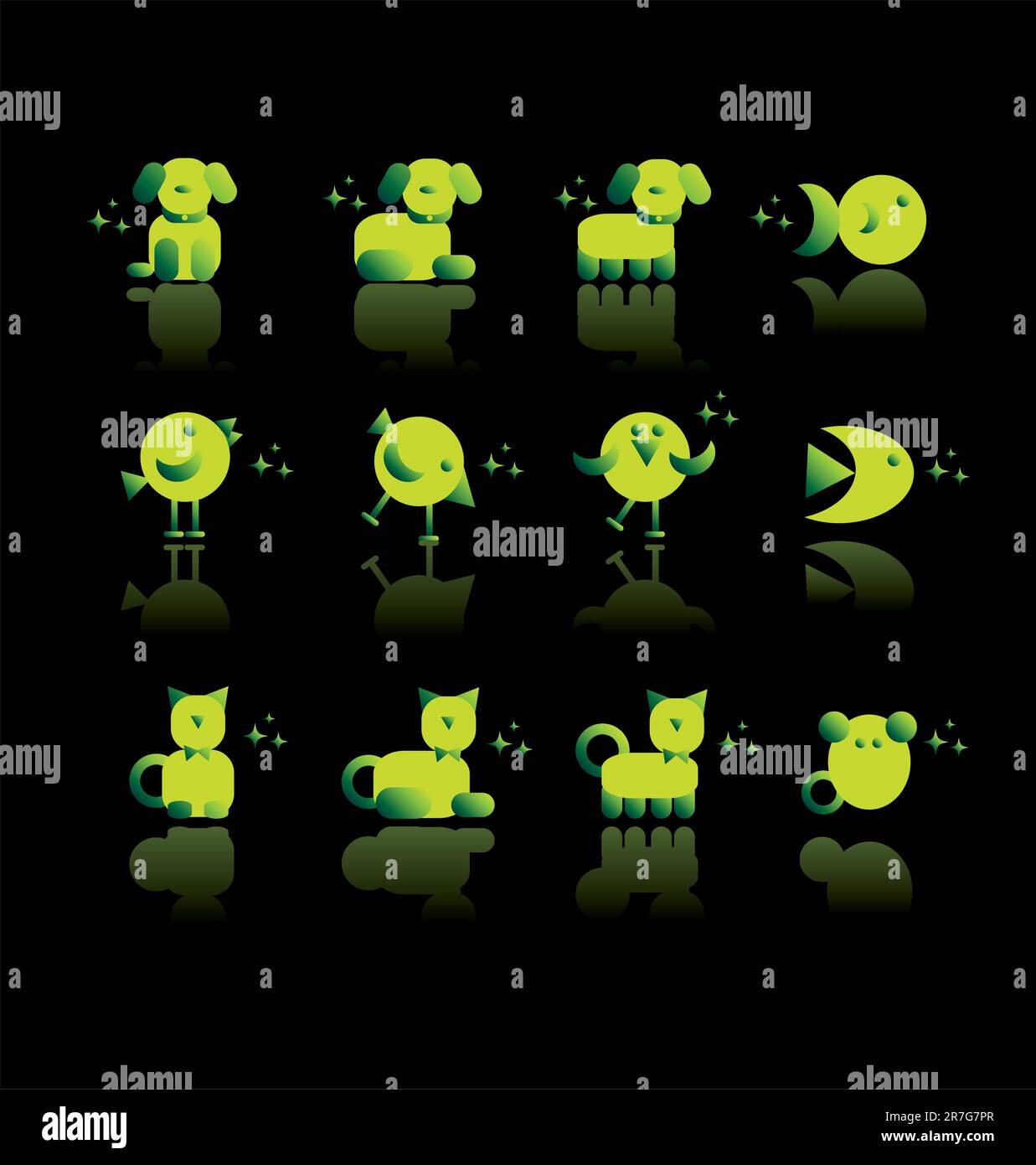 Icone animali domestici Illustrazione Vettoriale