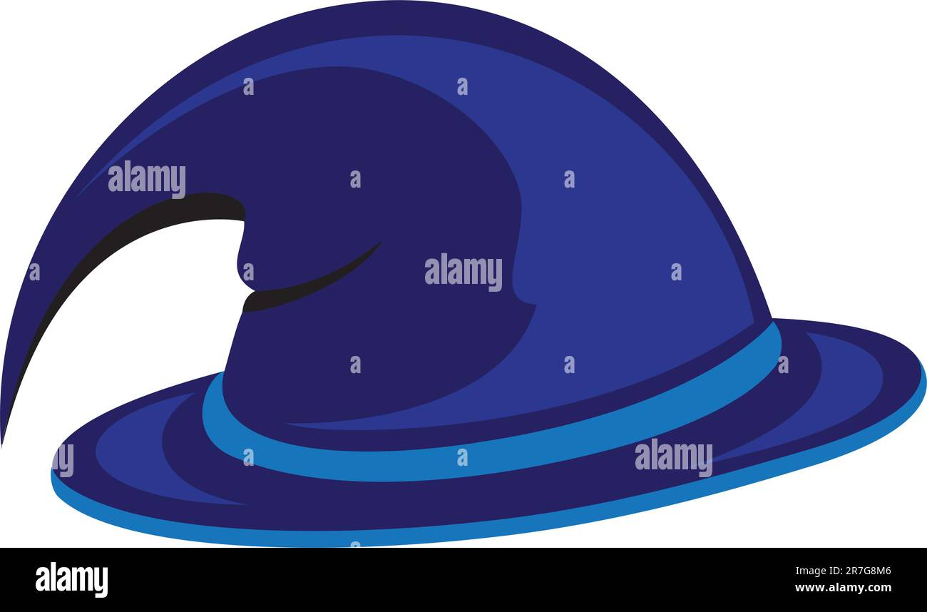 Cappello da strega blu. Illustrazione vettoriale su bianco Illustrazione Vettoriale