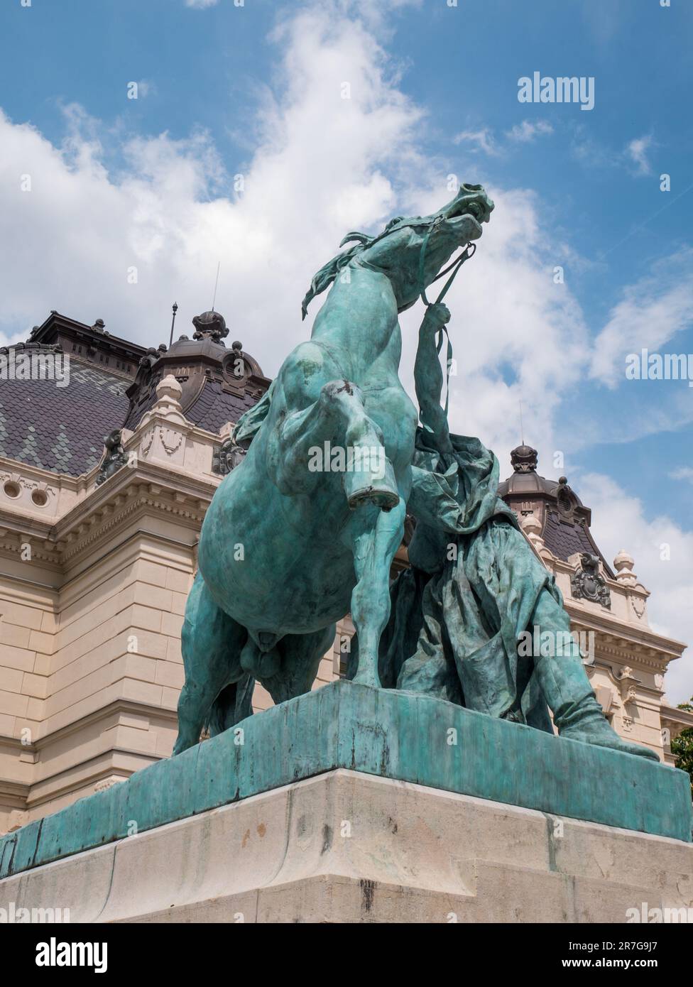 Budapest, Ungheria - 05.20.2023: Statua equestre del Principe Eugenio di Savoia dal 1897 al Castello di Buda a Budapest, Ungheria. Foto Stock