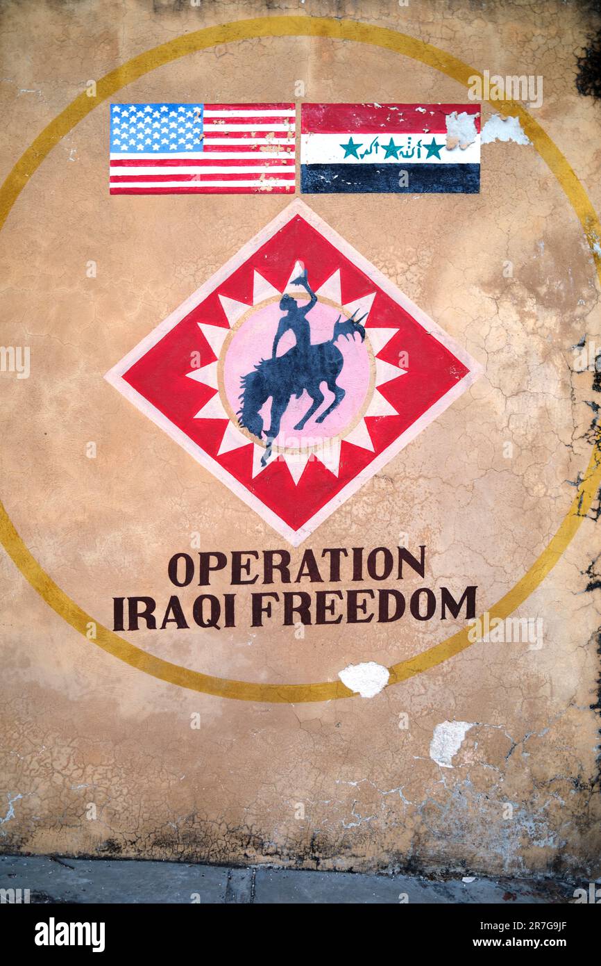 Operazione irachena Freedom Coalition Force Mural a Valladolid Messico Foto Stock