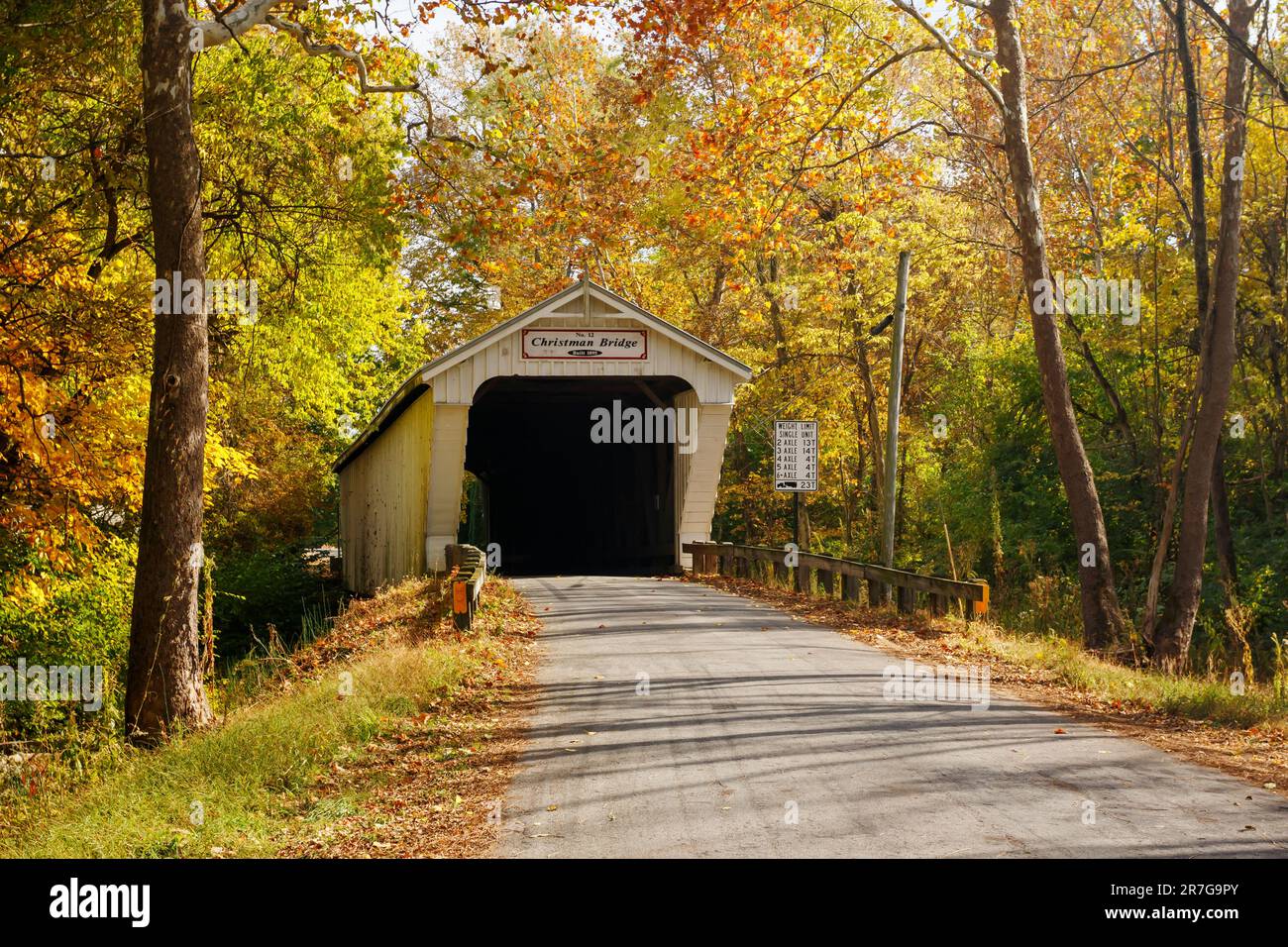 Christman Covered Bridge. Eaton-New Hope Road. 1895. Ponti coperti della contea di Prible, Ohio, Stati Uniti. Foto Stock