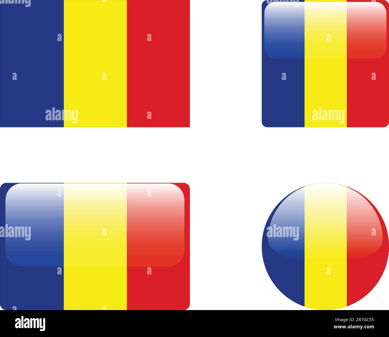 collezione romania flag & buttons - vector Illustrazione Vettoriale