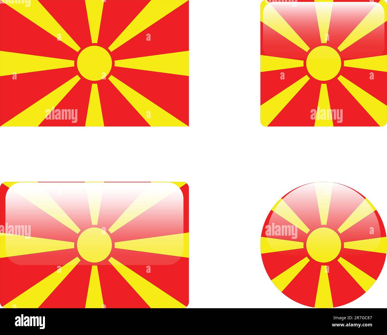 collezione bandiera e bottoni macedonia - vettore Illustrazione Vettoriale