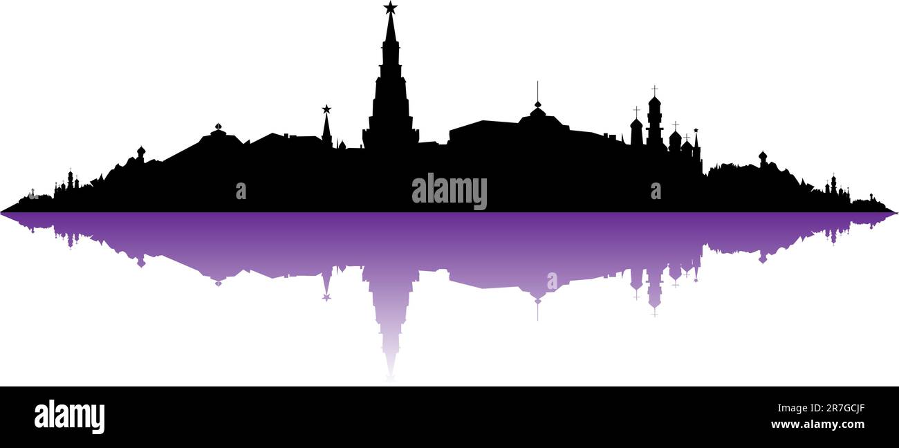 Vector Russia Moscow City Skyline, silhouette Illustrazione Vettoriale