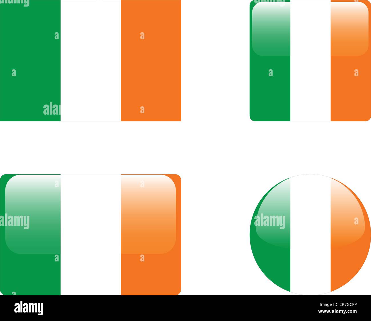 collezione bandiera e bottoni irlanda - vettore Illustrazione Vettoriale