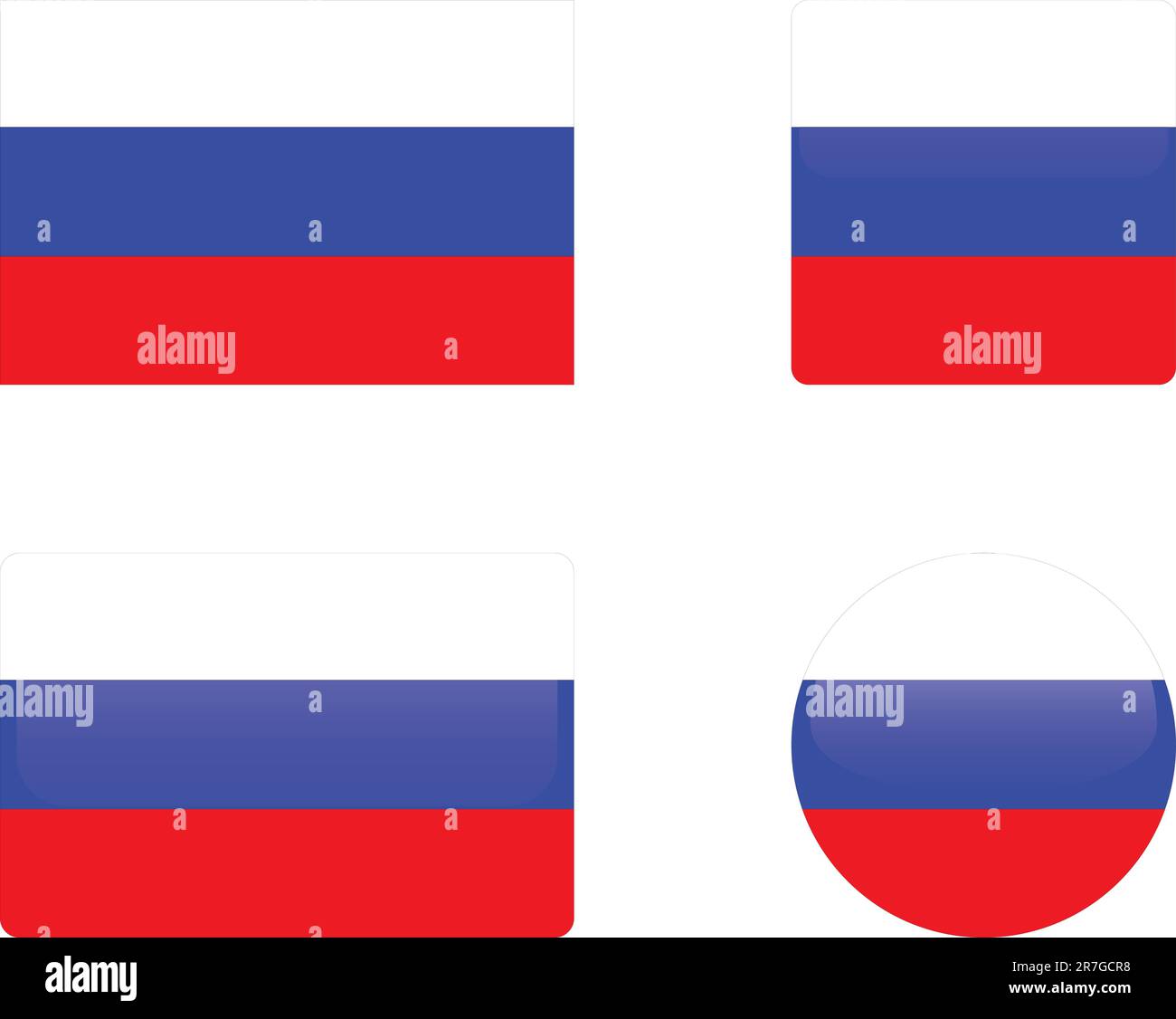 collezione russia flag & buttons - vector Illustrazione Vettoriale