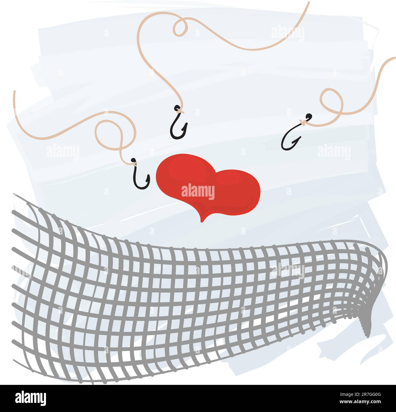 Cuore rosso in rete e ganci Illustrazione Vettoriale Cuore rosso in rete e ganci Illustrazione Vettoriale