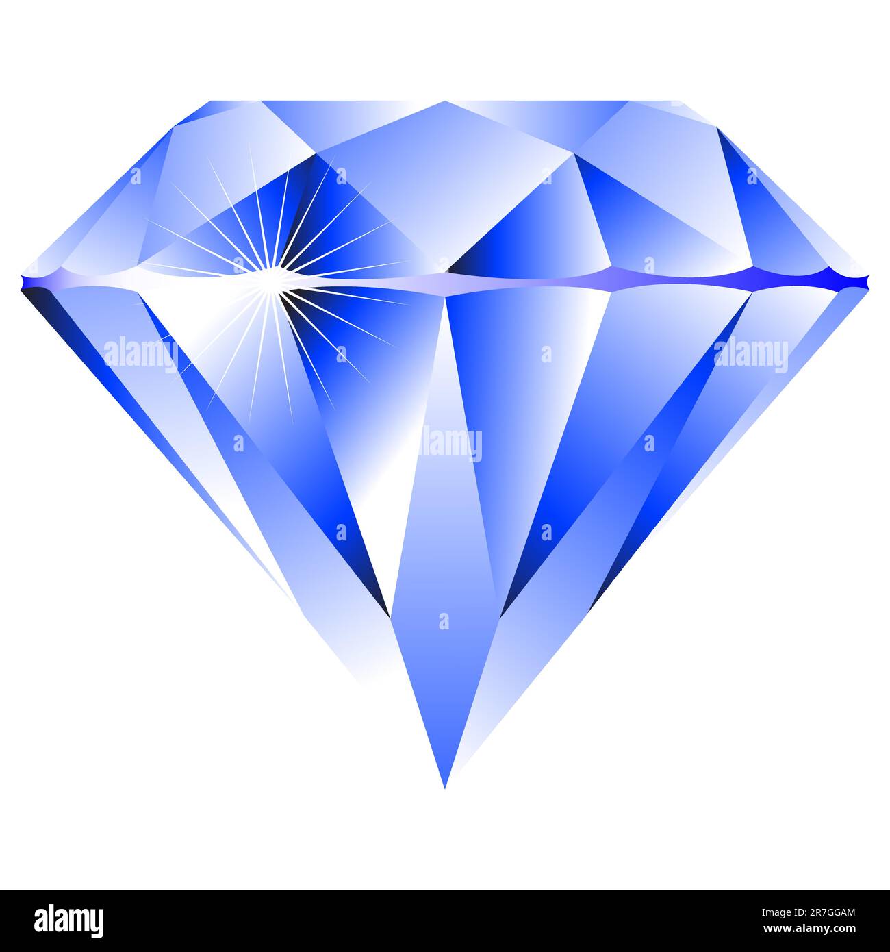 diamante blu isolato su sfondo bianco, illustrazione grafica vettoriale astratta Illustrazione Vettoriale