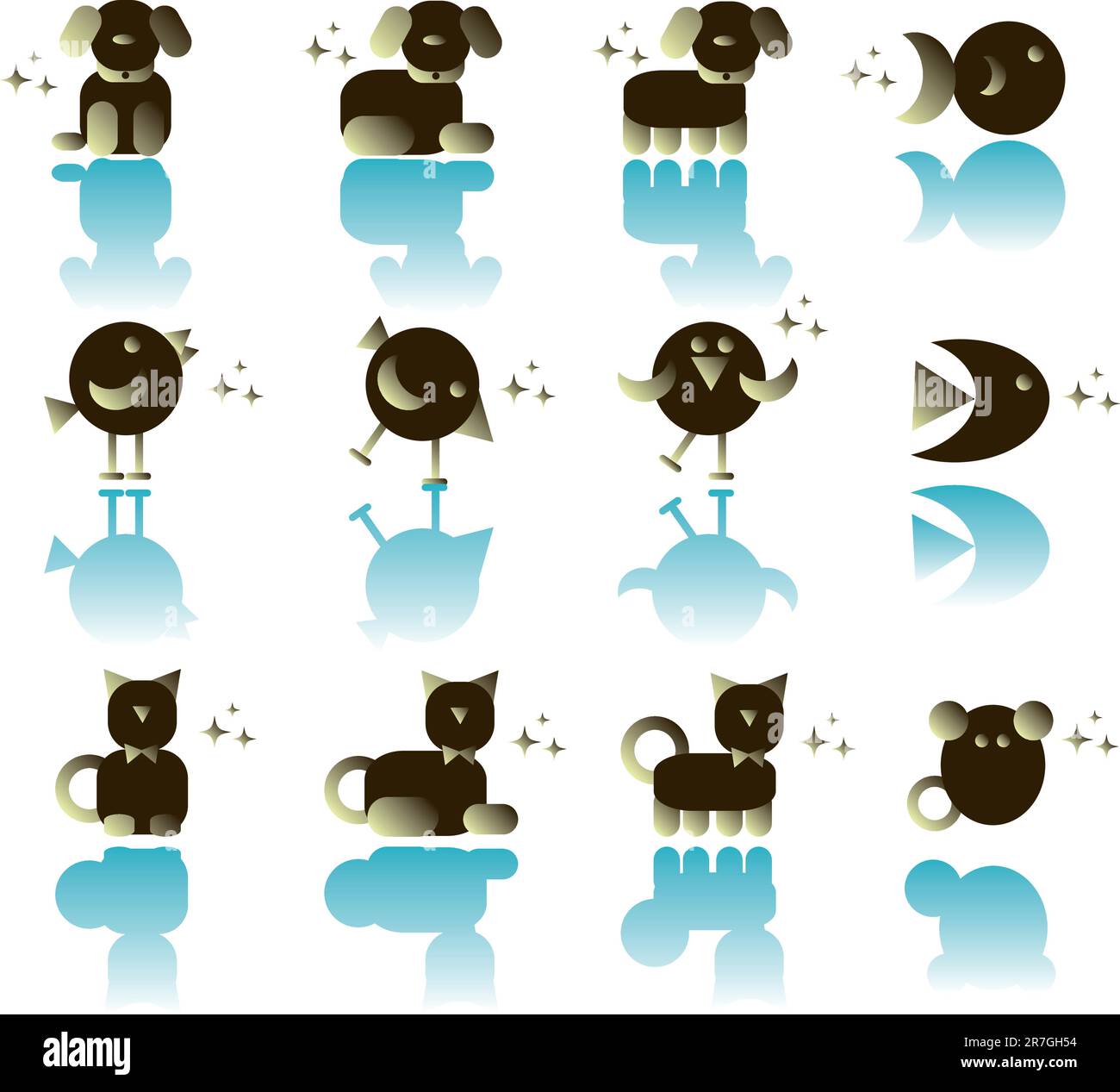 Icone animali domestici Illustrazione Vettoriale