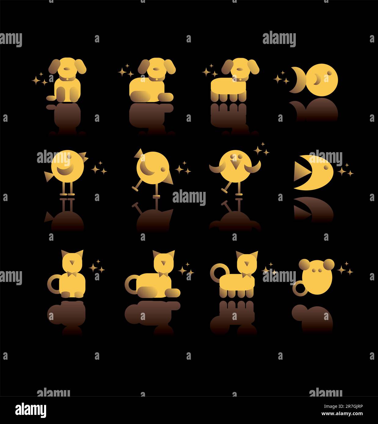 Icone animali domestici Illustrazione Vettoriale