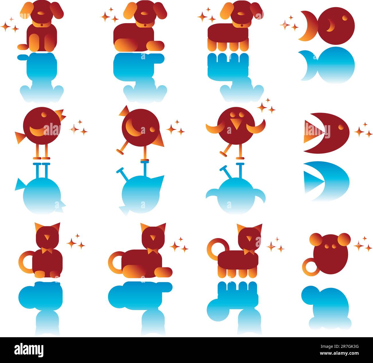 Icone animali domestici Illustrazione Vettoriale