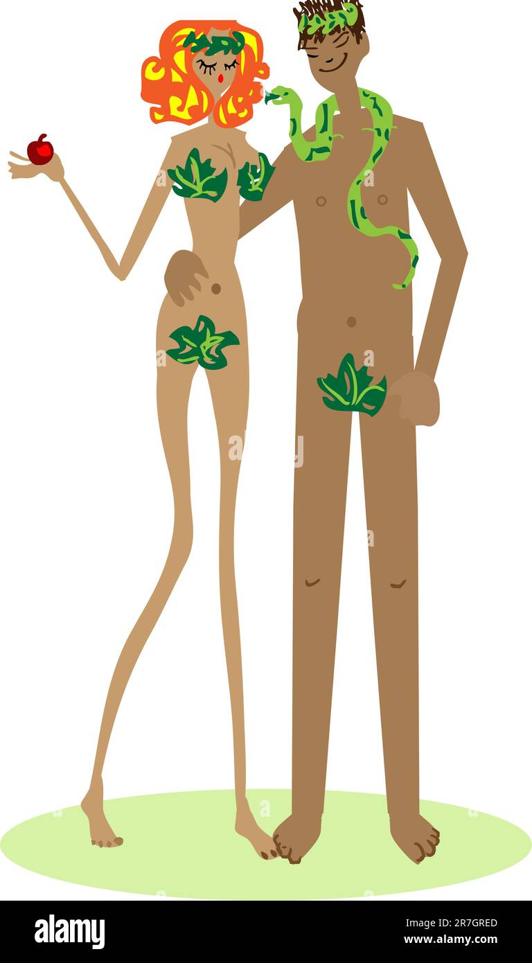 Adamo ed Eva donna e uomo Illustrazione Vettoriale