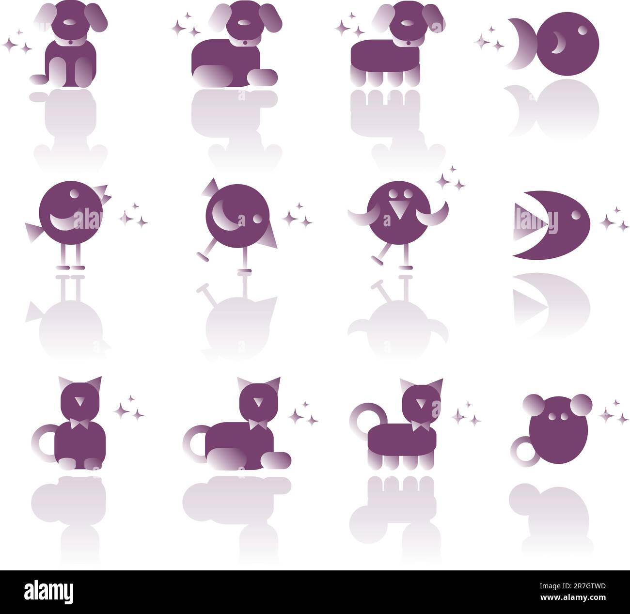 Icone animali domestici Illustrazione Vettoriale