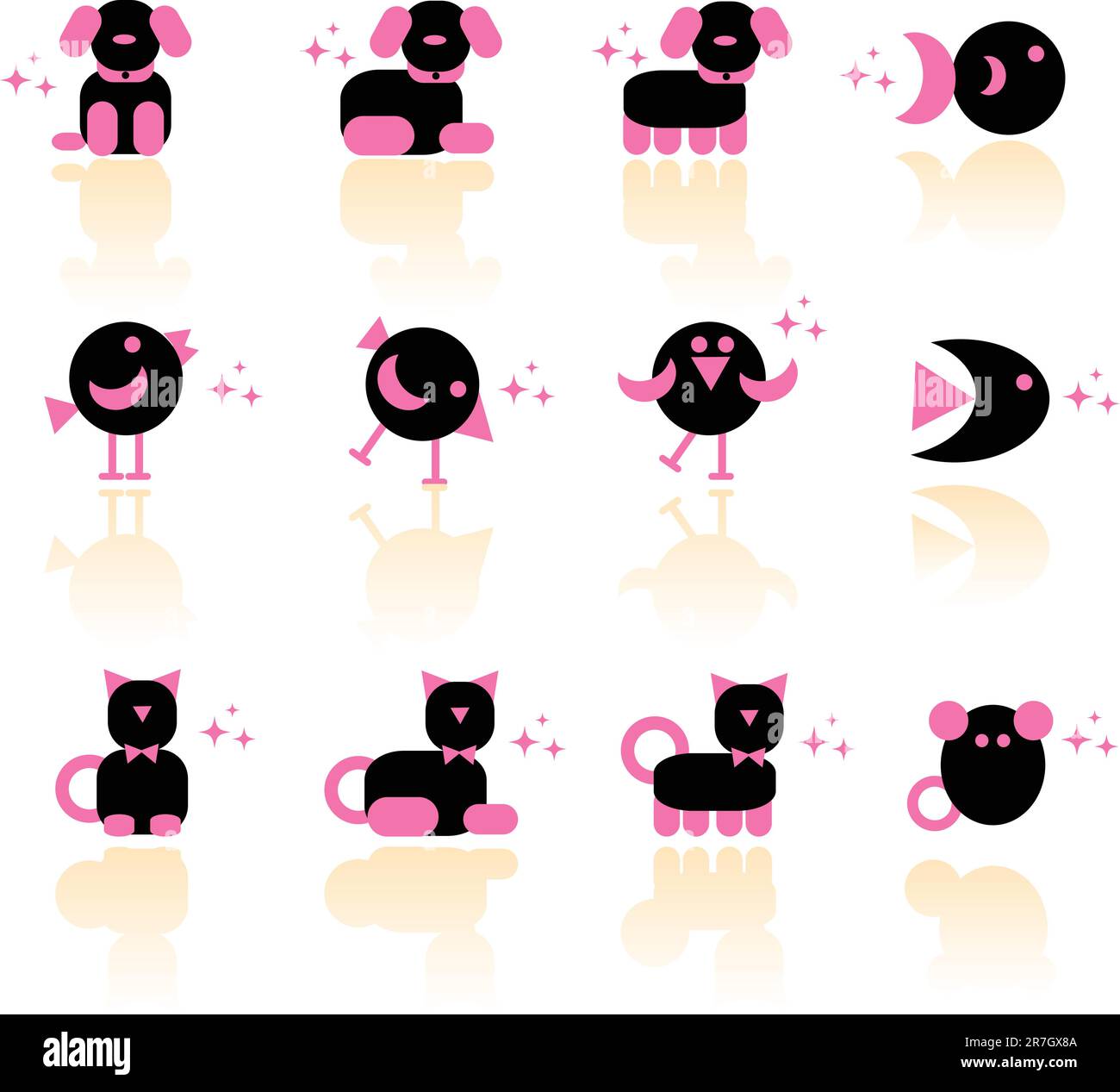 Icone animali domestici Illustrazione Vettoriale