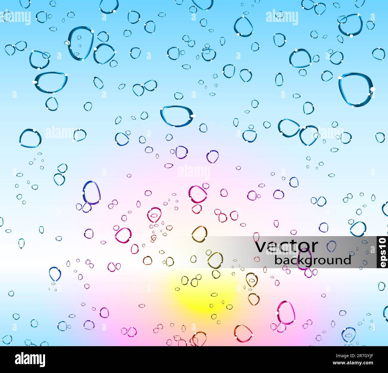 La pioggia rinfrescante rilascia lo sfondo con sfumature delicate Illustrazione Vettoriale