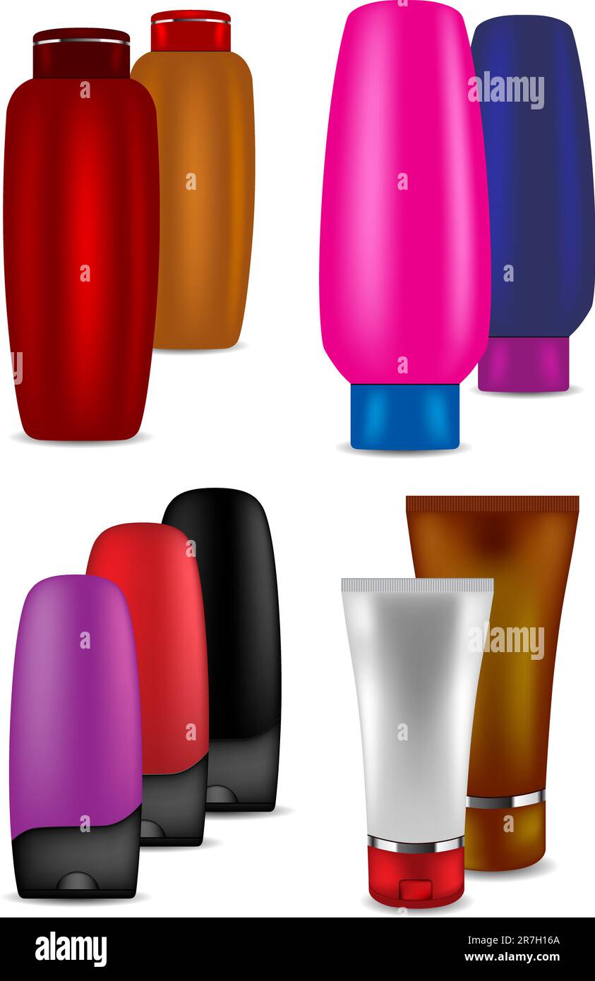 Shampoo, Balsamo, talco e crema - illustrazione vettoriale Illustrazione Vettoriale