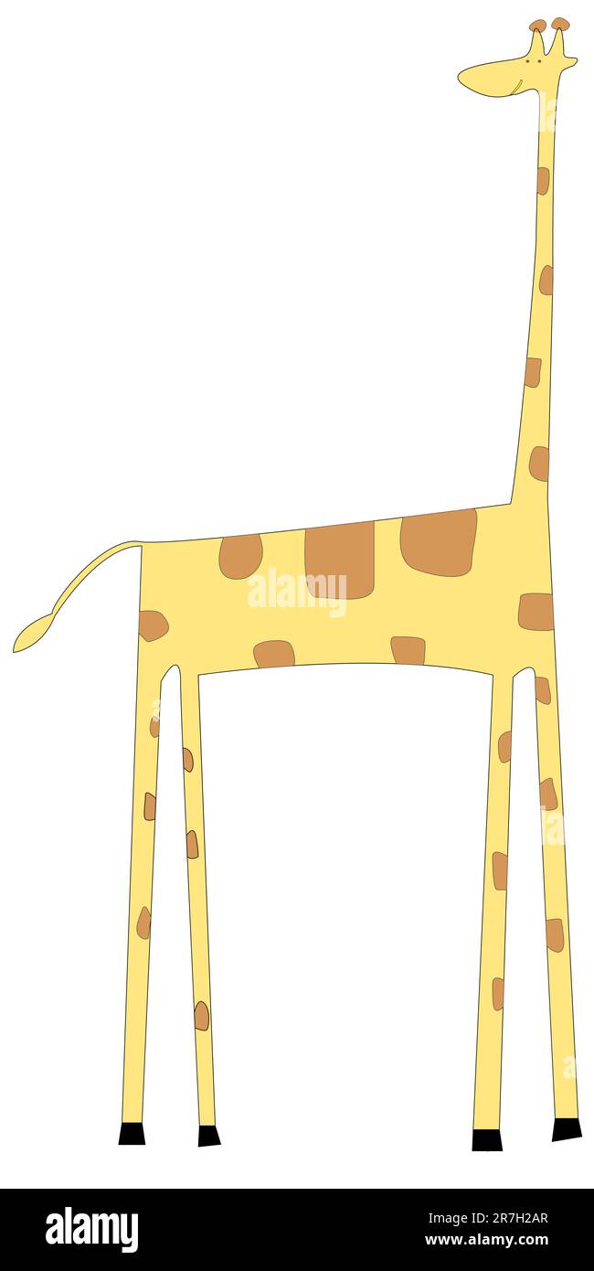 Cartone animato di giraffa isolato su sfondo bianco, illustrazione di arte vettoriale vedere altri disegni di animali nella mia galleria Illustrazione Vettoriale