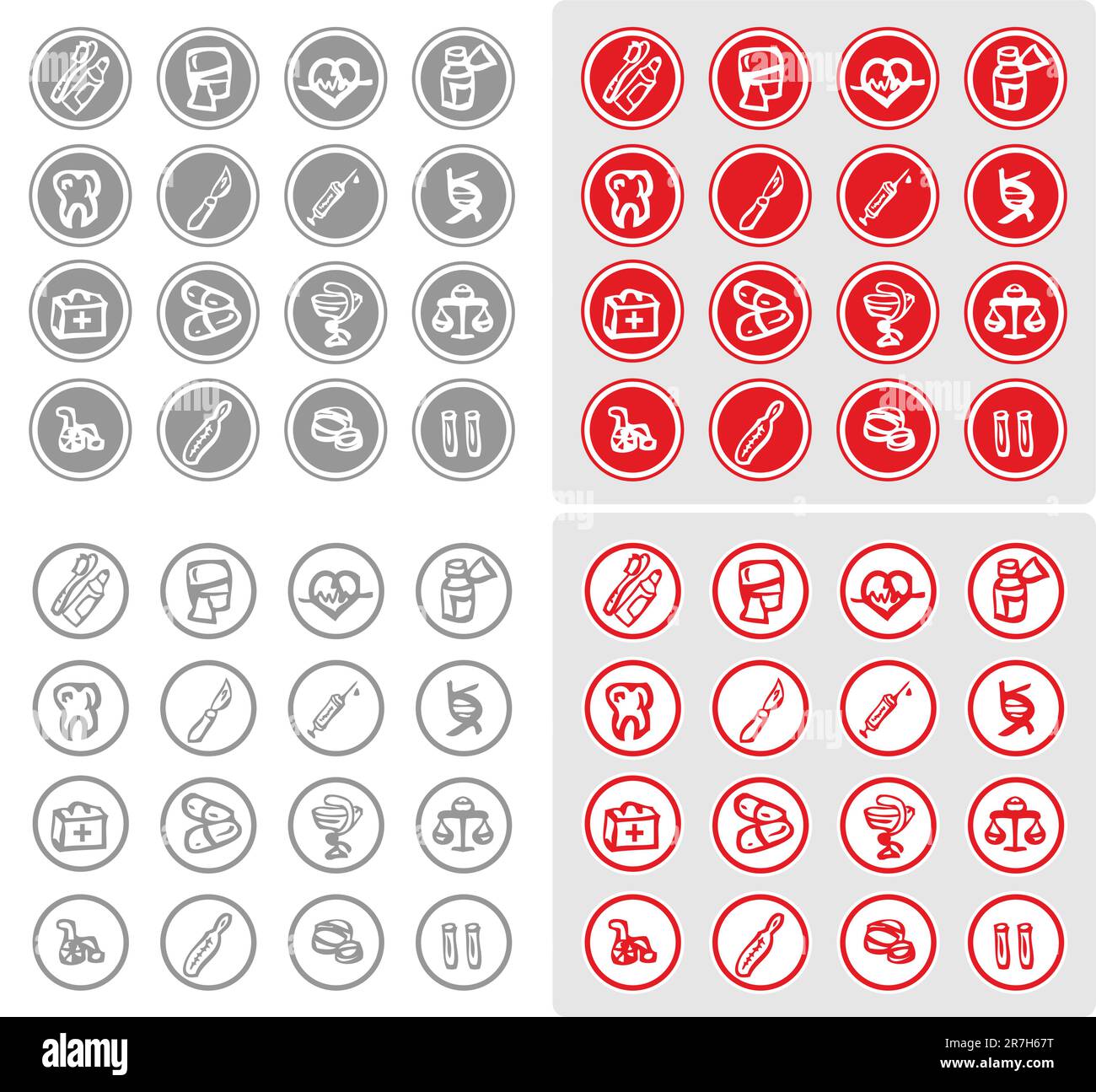 Icone dei vettori di medicina e salute, illustrazione medica Illustrazione Vettoriale