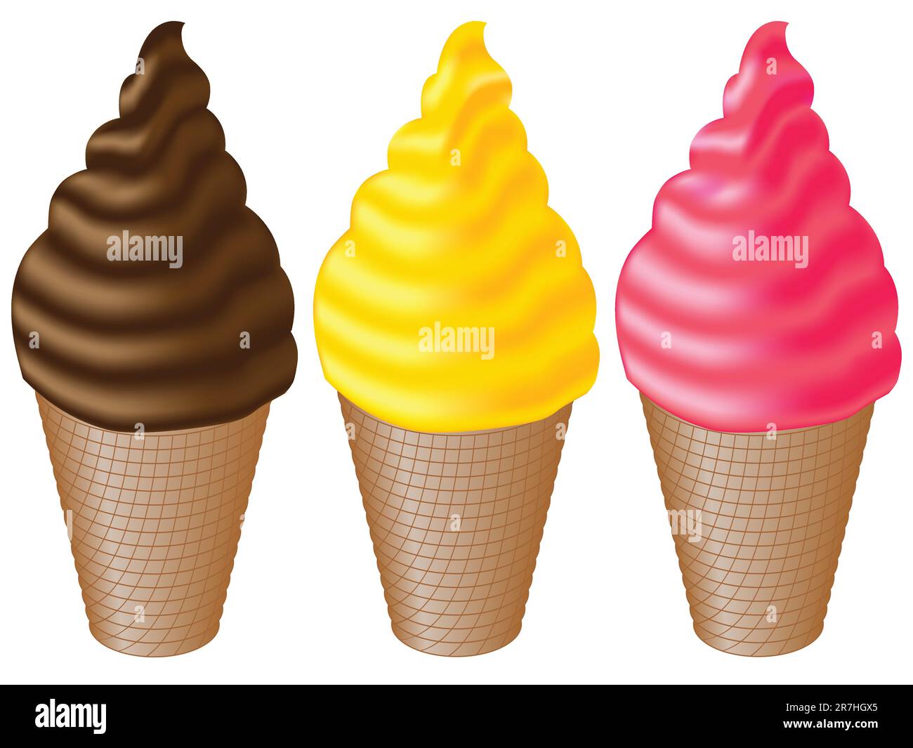 raccolta di gelati su sfondo bianco, illustrazione grafica vettoriale astratta Illustrazione Vettoriale