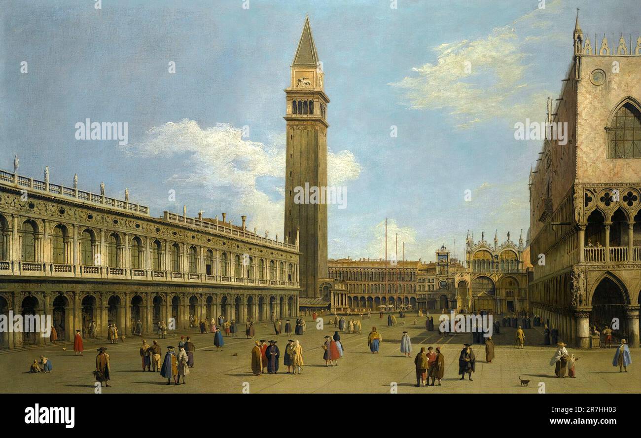 Piazza San Marco, Venezia dipinta dal pittore veneziano canale Giovanni Antonio, comunemente noto come Canaletto. Foto Stock