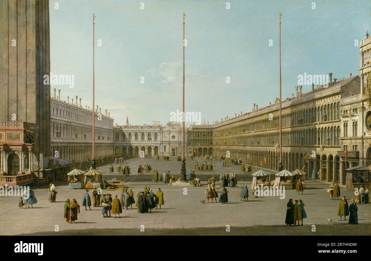 Piazza San Marco a Venezia dipinta dal pittore veneziano Giovanni Antonio Canal, comunemente noto come Canaletto, nel 1736 Foto Stock