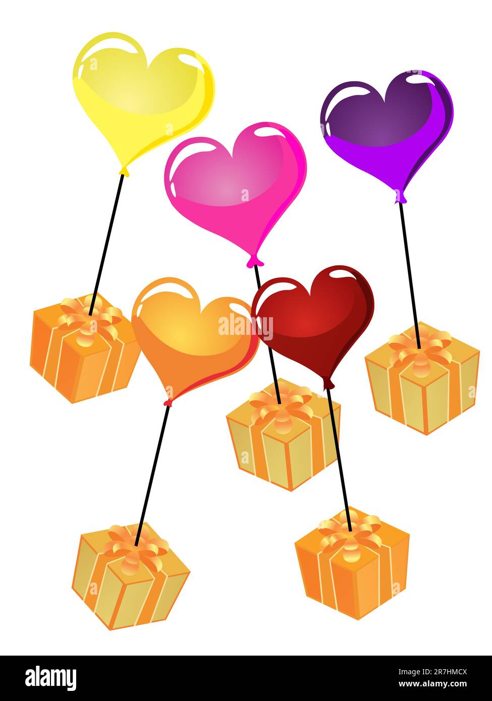 vector eps 10 illustrazione dei regali appesi su palloncini colorati Illustrazione Vettoriale