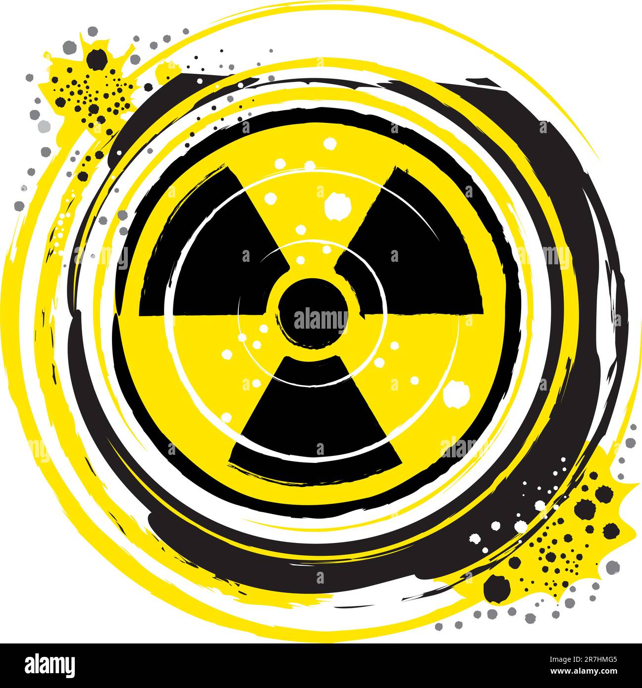 Onde di radiazioni nel simbolo radioattivo Illustrazione Vettoriale