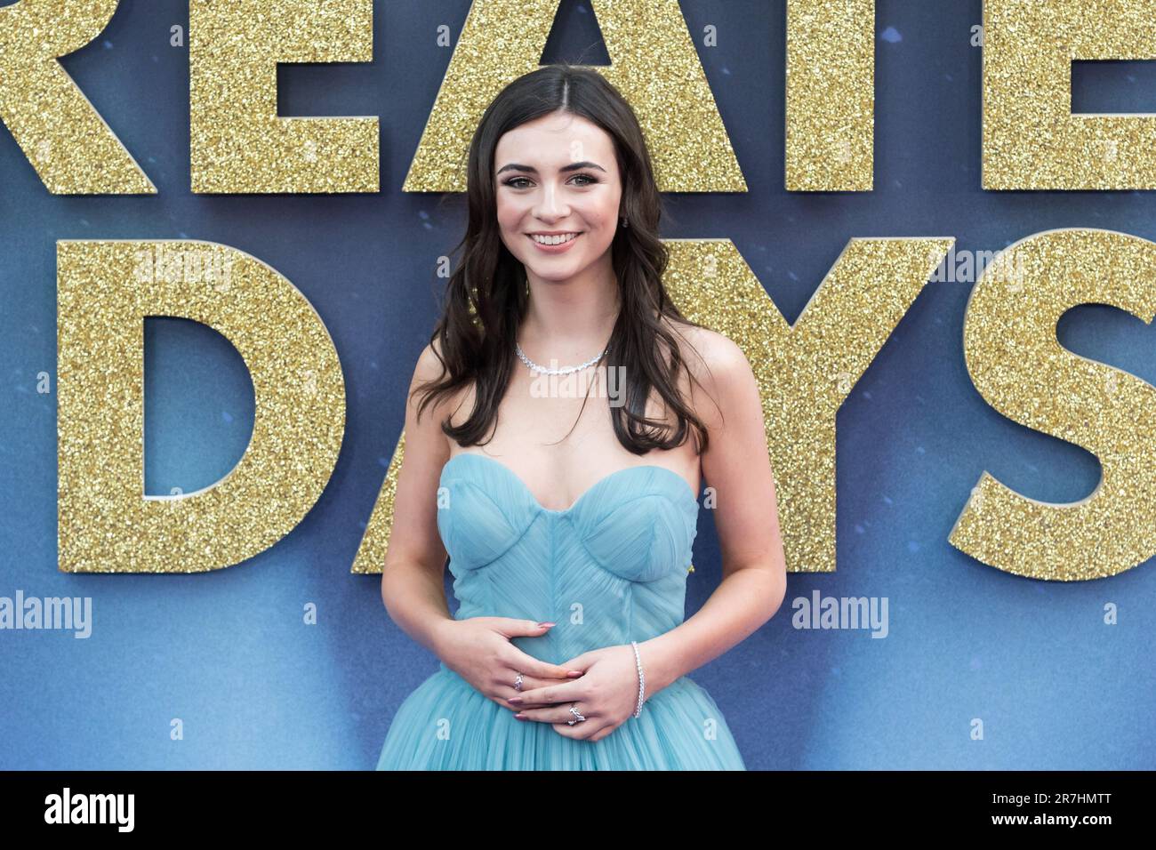 LONDRA, REGNO UNITO - 15 GIUGNO 2023: Lara McDonnell partecipa alla prima mondiale di 'Greatest Days', l'adattamento cinematografico del musical teatrale take that's smash-hit 'The Band' a Odeon Leicester Square a Londra, Regno Unito il 15 giugno 2023. (Foto di Wiktor Szymanowicz/NurPhoto) Foto Stock