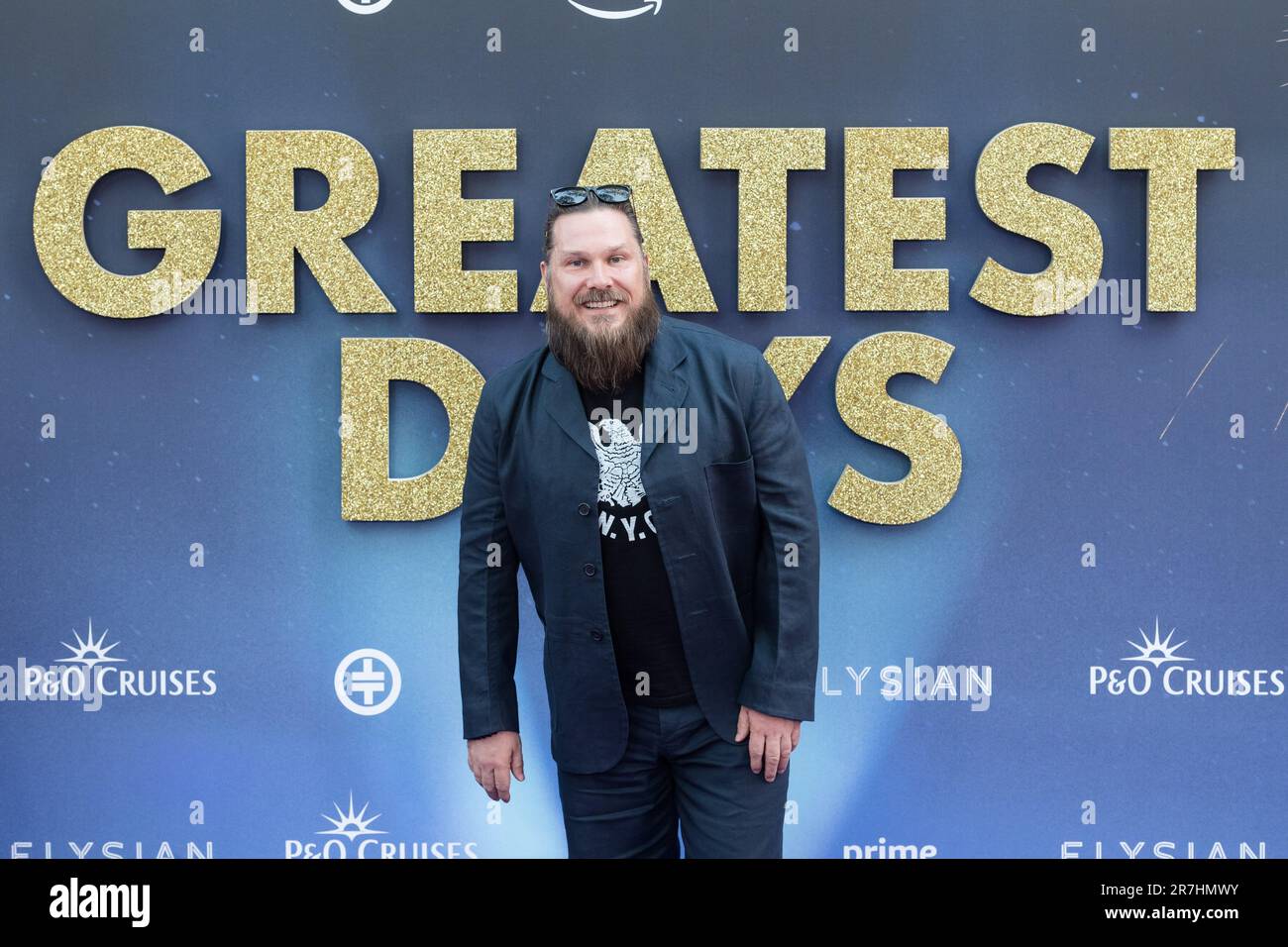 LONDRA, REGNO UNITO - 15 GIUGNO 2023: Marc Wootton partecipa alla prima mondiale di 'Greatest Days', l'adattamento cinematografico del musical teatrale di successo take that 'The Band' a Odeon Leicester Square a Londra, Regno Unito, il 15 giugno 2023. (Foto di Wiktor Szymanowicz/NurPhoto) Foto Stock