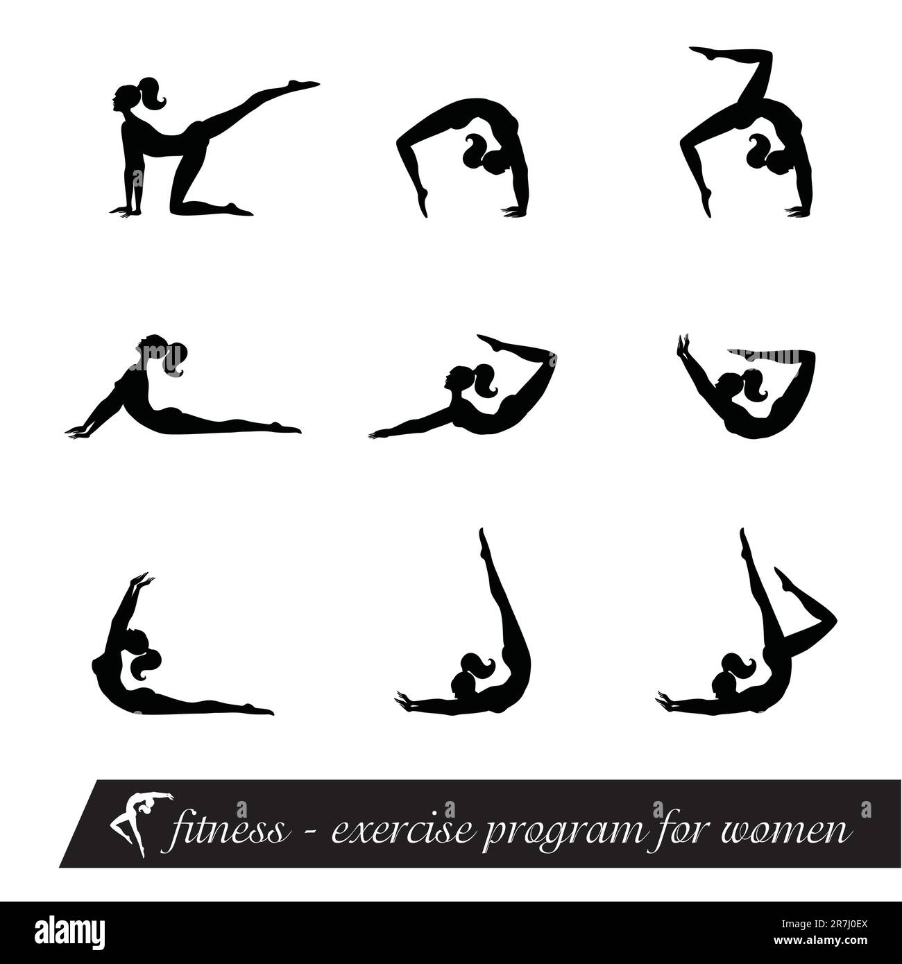 fitness - programma di esercizi per donne Illustrazione Vettoriale