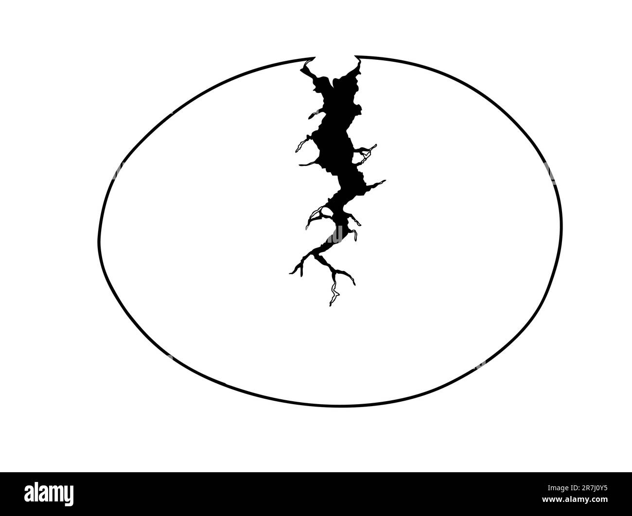 Silhouette di vettore di uovo con rift su sfondo bianco Illustrazione Vettoriale