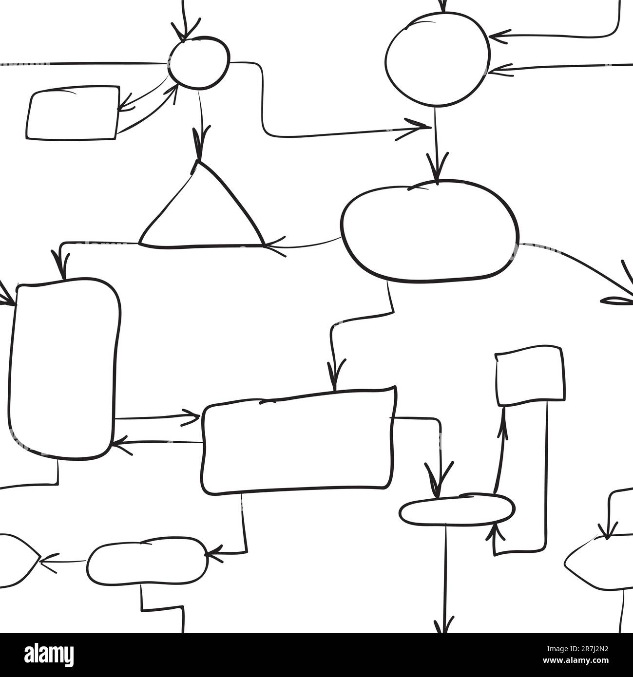 Uno schizzo grezzo - uno schema con gli elementi e le frecce di connessione vettoriali eps8 Illustrazione Vettoriale