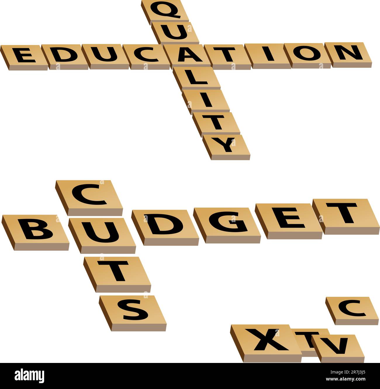 Una immagine di una educazione di qualità dei tagli al budget cruciverba. Illustrazione Vettoriale