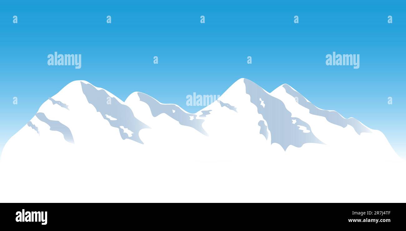 Cime innevate delle montagne in inverno Illustrazione Vettoriale
