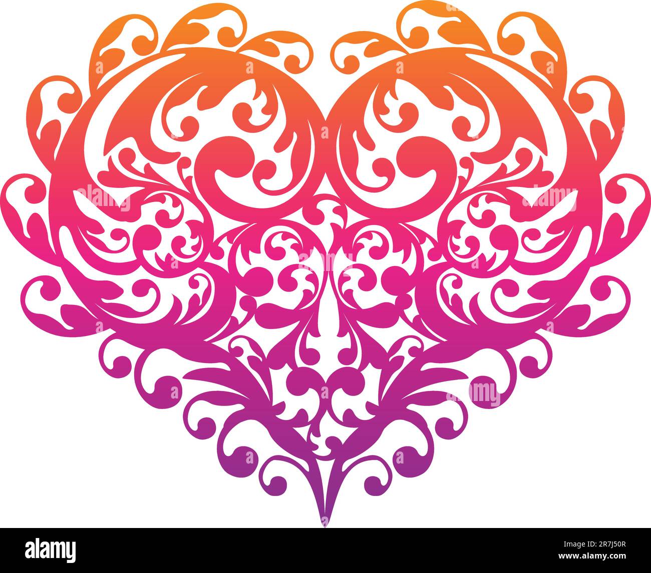cuore colorato con motivo ornamentale, vettoriale Illustrazione Vettoriale